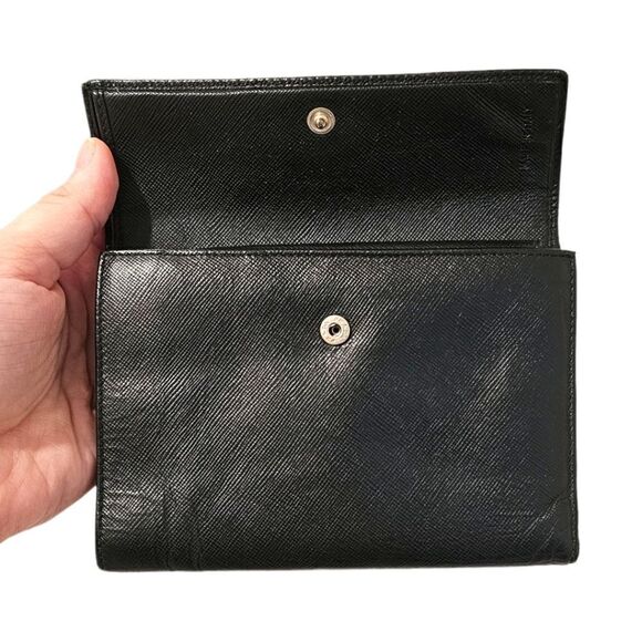 Prada Black Saffiano Leather Trifold Wallet - Picture 7 of 16